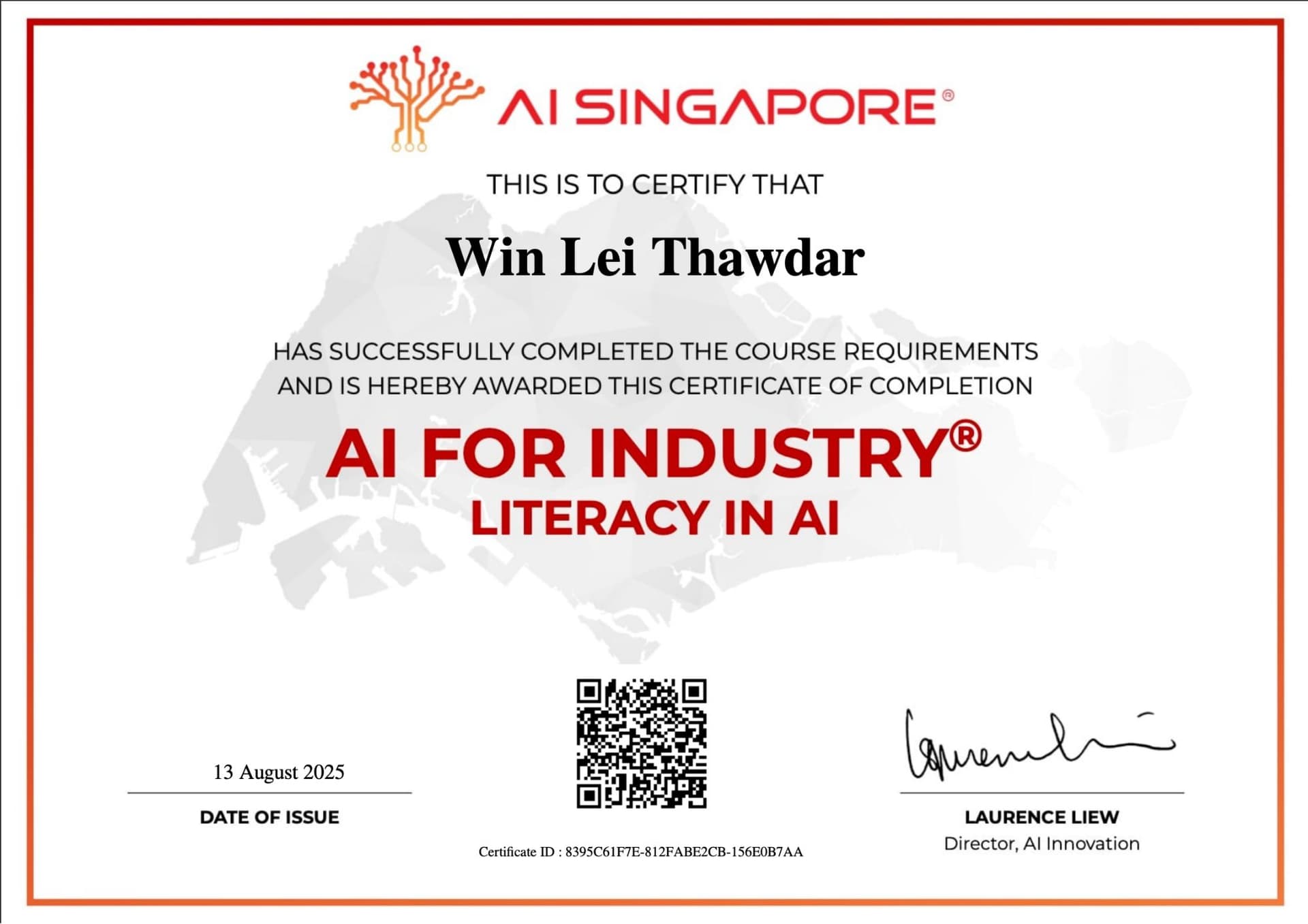 AI4I® - Literacy in AI certificate preview